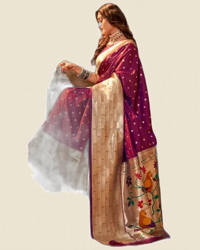 Pavitra Paithani Silk Zari Weaving Broad Border Sarees — image 2