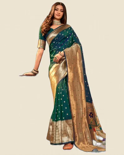 Pavitra Paithani Silk Zari Weaving Broad Border Sarees