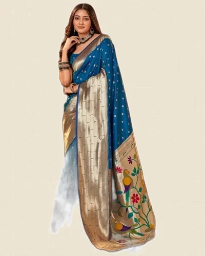 Pavitra Paithani Silk Zari Weaving Broad Border Sarees — image 4