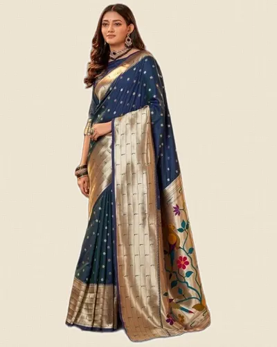 Pavitra Paithani Silk Zari Weaving Broad Border Sarees — image 3