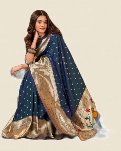 Pavitra Paithani Silk Zari Weaving Broad Border Sarees — image 2