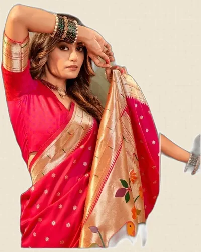 Pavitra Paithani Silk Zari Weaving Broad Border Sarees — image 2