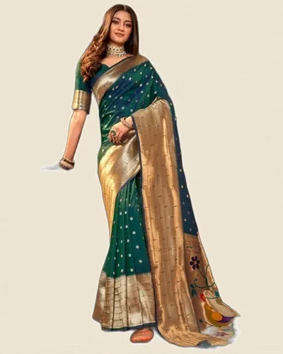 Pavitra Paithani Silk Zari Weaving Broad Border Sarees — image 4