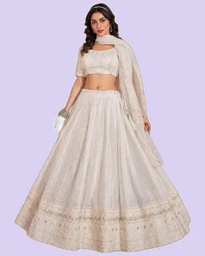 Moon Walk Georgette Ciply Work Lehengas