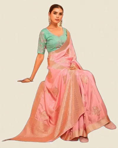 Meghrani  Smooth Rich Finish Ho Silk Zari Sarees — image 4