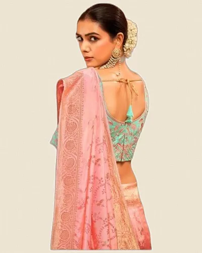 Meghrani  Smooth Rich Finish Ho Silk Zari Sarees — image 2