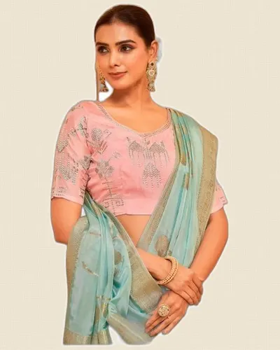 Meghrani  Smooth Rich Finish Ho Silk Zari Sarees — image 4