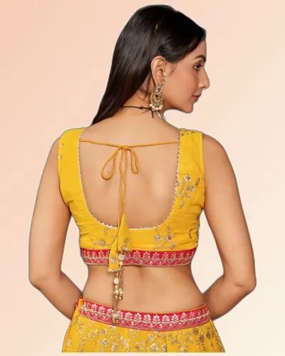 Stylish Tassels Floral Print Georgette & Organza Lehenga — image 6