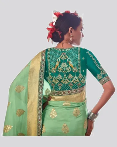 Classical Zari Premium Dollo Fabric Designer Sarees — image 3