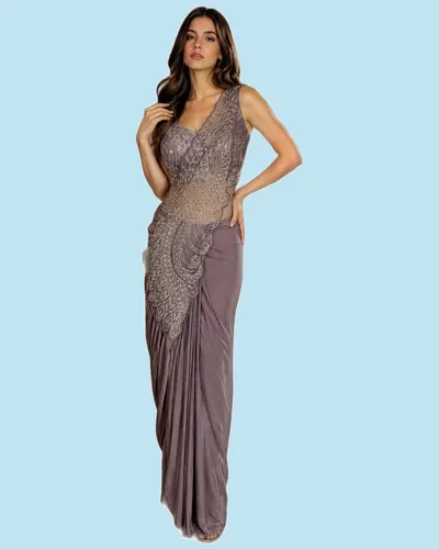 Handwork Imported Lycra Readywear  Sarees