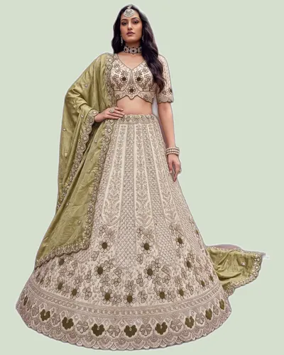 Premium Bamberg Silk Beads & Motif Work Lehengas — image 3
