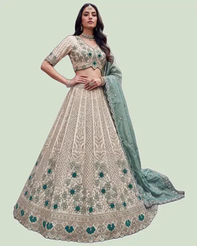 Premium Bamberg Silk Beads & Motif Work Lehengas — image 3