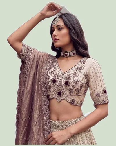 Premium Bamberg Silk Beads & Motif Work Lehengas — image 3