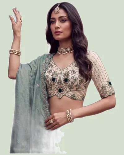 Premium Bamberg Silk Beads & Motif Work Lehengas — image 5