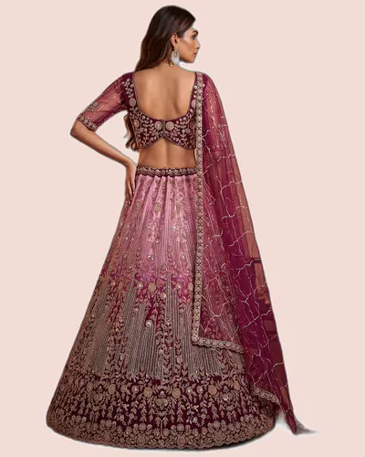 Premium Net Beads Work Zari Embroidered Lehengas — image 3