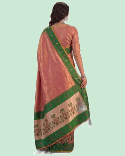 Elegant Tissue Silk Pallu Contrast Border Weaving Sarees — image 2
