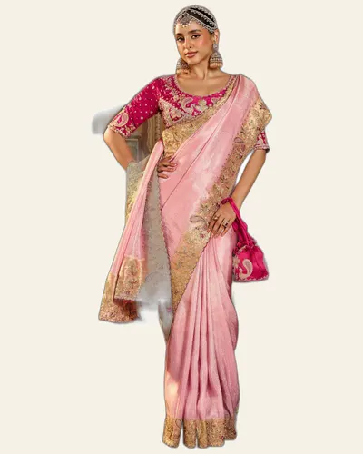 Pure Viscose Heavy Work  Border Embroidery Sarees — image 3