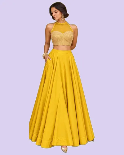 Soft Roman Silk with Pockets Classical Lehengas — image 2
