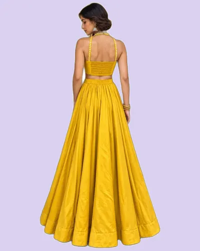 Soft Roman Silk with Pockets Classical Lehengas — image 4
