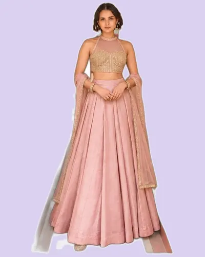 Soft Roman Silk with Pockets Classical Lehengas — image 5