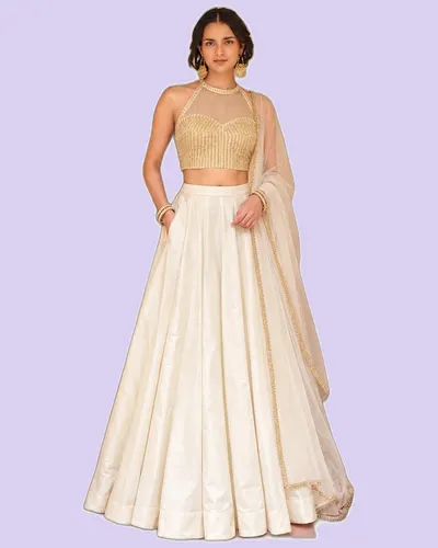 Soft Roman Silk with Pockets Classical Lehengas — image 2