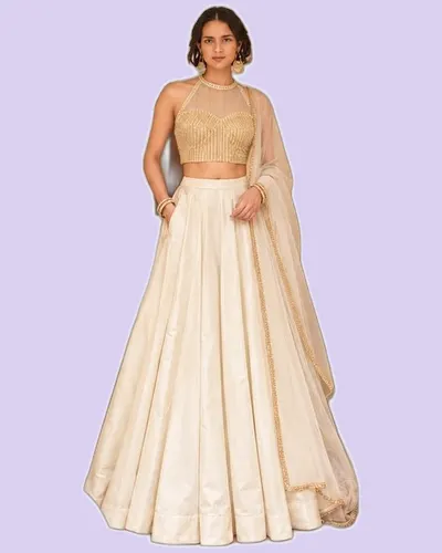 Soft Roman Silk with Pockets Classical Lehengas — image 5