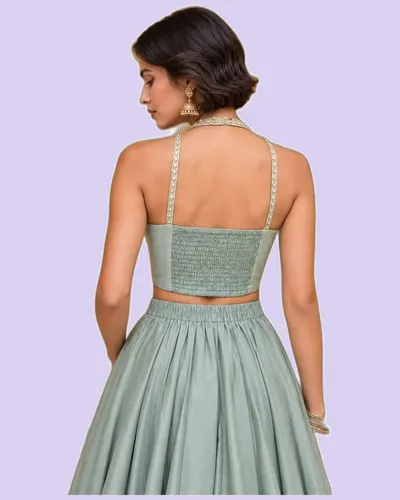 Soft Roman Silk with Pockets Classical Lehengas — image 4