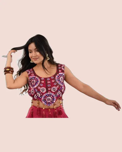 Boutique Statement Heavy Reyon Mirror Work Lehengas — image 7