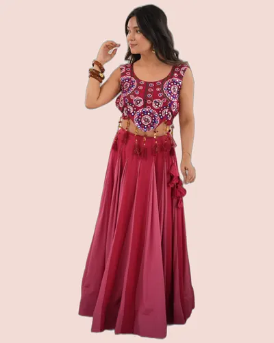 Boutique Statement Heavy Reyon Mirror Work Lehengas — image 5