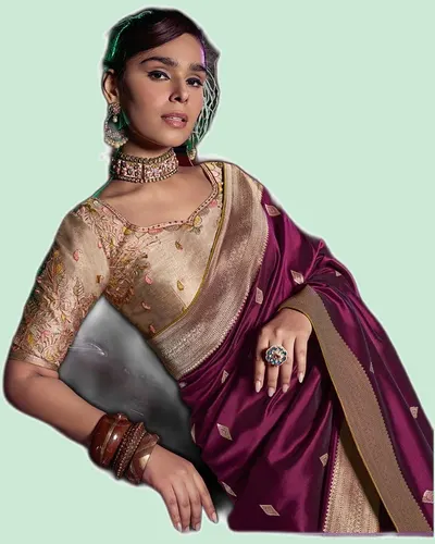 Luxery Traditional Viscose Silk Zari Border Sarees — image 3