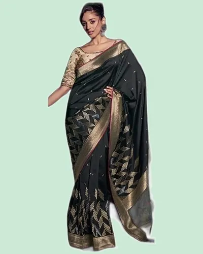 Luxery Traditional Viscose Silk Zari Border Sarees — image 4