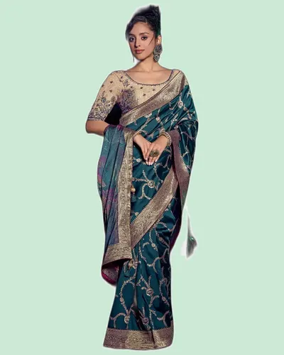Luxery Traditional Viscose Silk Zari Border Sarees — image 3