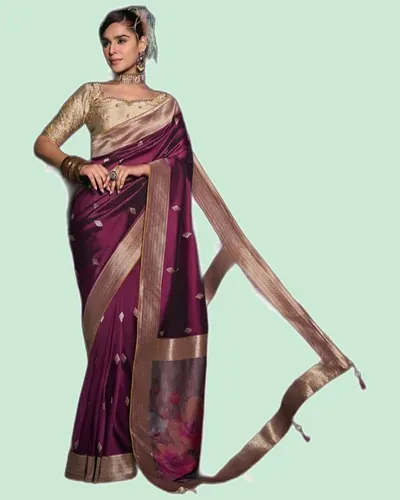 Luxery Traditional Viscose Silk Zari Border Sarees — image 6