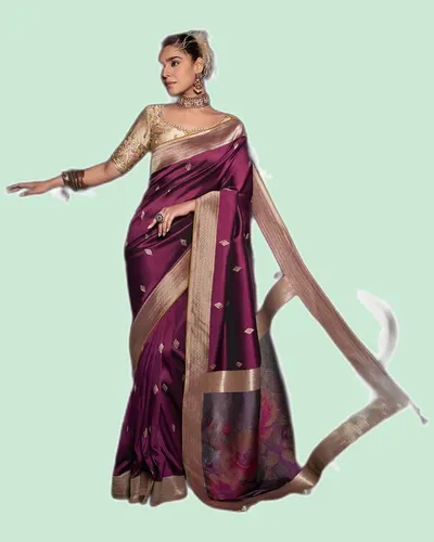 Luxery Traditional Viscose Silk Zari Border Sarees — image 2