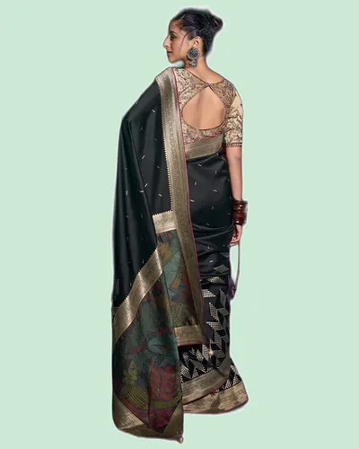 Luxery Traditional Viscose Silk Zari Border Sarees — image 2