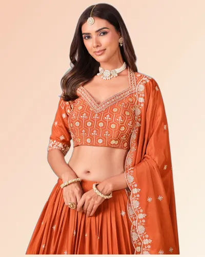 Mehvish V37 Heavy Chinon Classical Lehengas — image 3