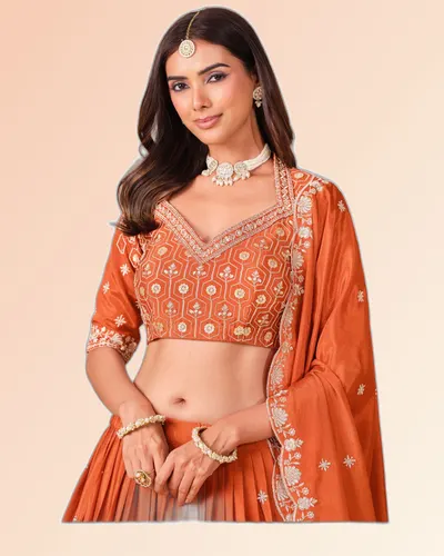 Mehvish V37 Heavy Chinon Classical Lehengas — image 5