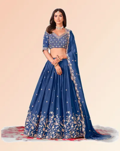 Mehvish V37 Heavy Chinon Classical Lehengas — image 5