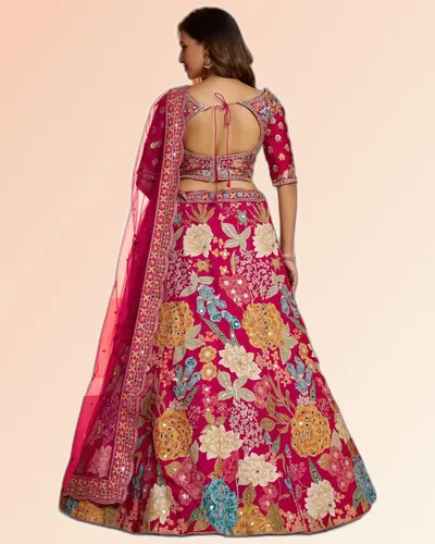 Glamorous Rani Dola Silk Floral Lehengas — image 3