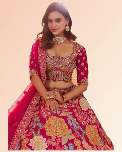 Glamorous Rani Dola Silk Floral Lehengas — image 2