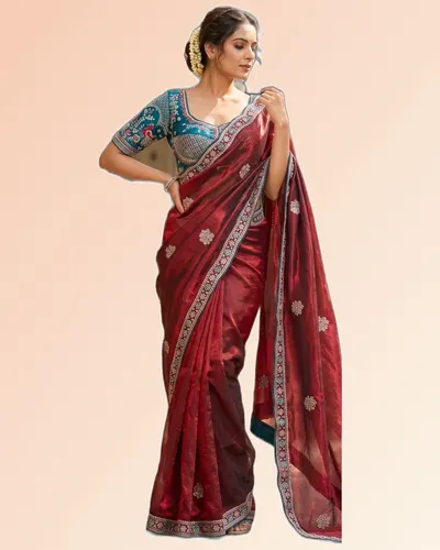 Elegant Fendy Satin Heavy Border Butta Sarees