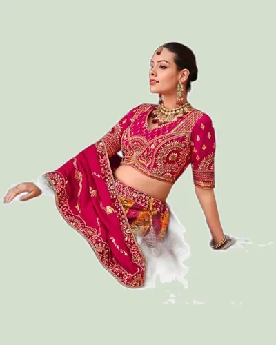 Festive Banarasi Weaved  Silk Lehenga Choli — image 3