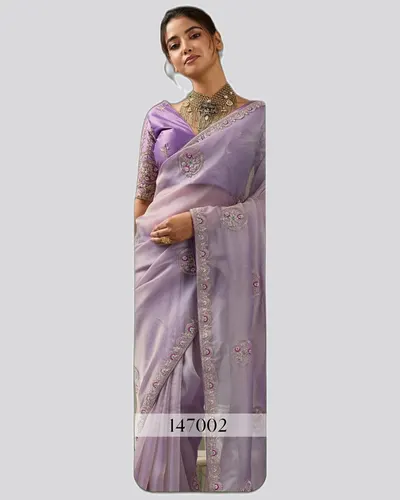 Miraya Mettalix Colors Tissue Embroidered  Festive Sarees — image 4