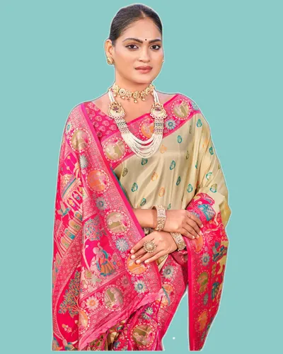 Kapila Silk Zari Weave Border Pallu Celebration Sarees — image 2