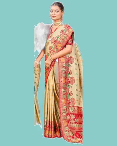Kapila Silk Zari Weave Border Pallu Celebration Sarees — image 5