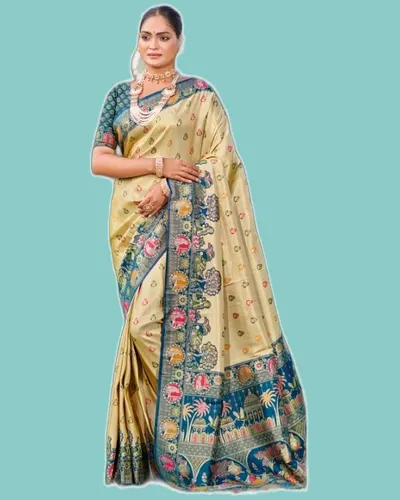 Kapila Silk Zari Weave Border Pallu Celebration Sarees — image 5
