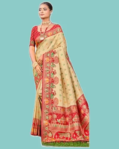 Kapila Silk Zari Weave Border Pallu Celebration Sarees — image 6