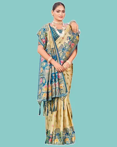 Kapila Silk Zari Weave Border Pallu Celebration Sarees — image 3