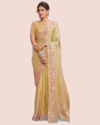 Rich Look Net Silk Partywear Sarees — image 3