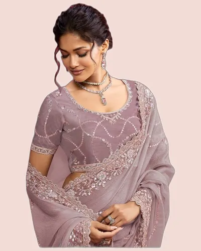 Rich Look Net Silk Partywear Sarees — image 2
